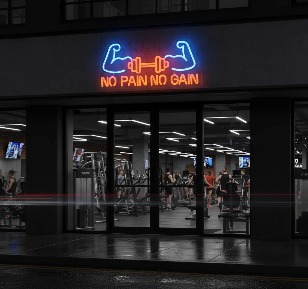 No Pain No Gain Neon Sign - Dimmable Dumbbells LED Light for Bedroom ,Fitness Club, Gym, Bar & Bodybuilding, Vibrant Wall Art