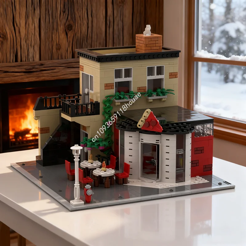 

1230pcs MOC The Pizza Corner Modulared Model Building Blocks Christmas Gift Architecture Toys Creative Idea Brick Kids Birthday