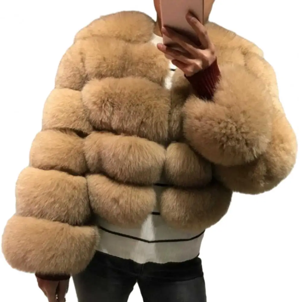 

Imitation Fur Women Jacket Women Polyester Jacket Stylish Women's Faux Fur Jacket Elegant Solid Color Coat for Autumn Winter