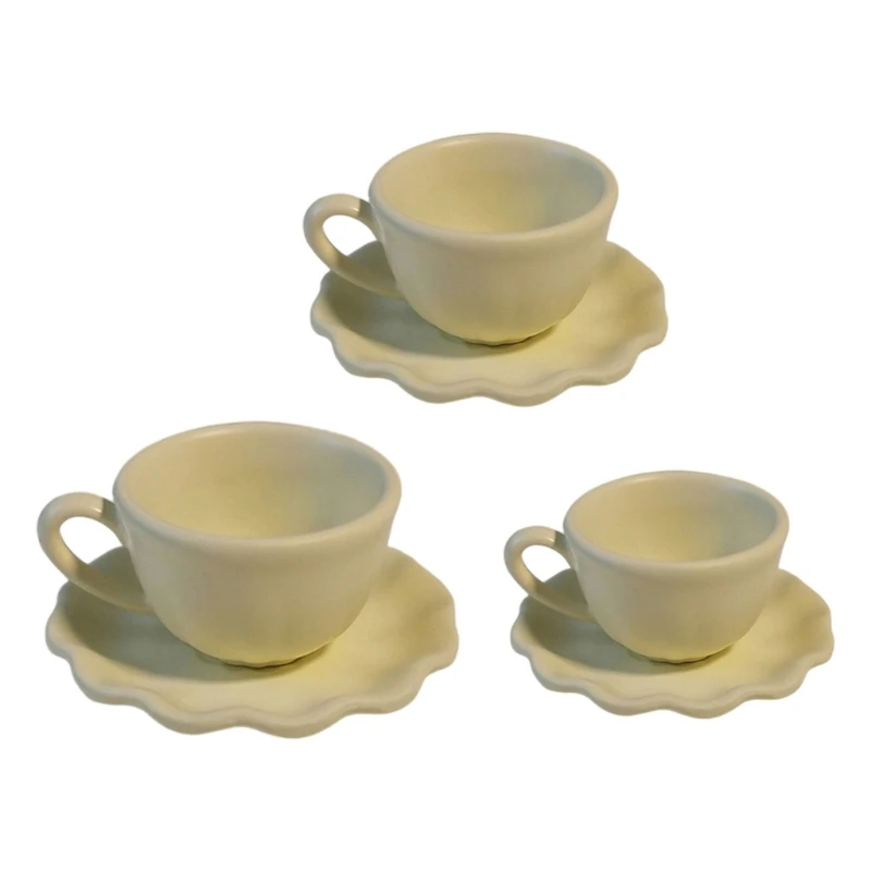 

Набор кофейных чашек с блюдцами в форме цветка, миниатюрный кукольный домик из сплава, мебель для сцены, реквизит для детей, 3