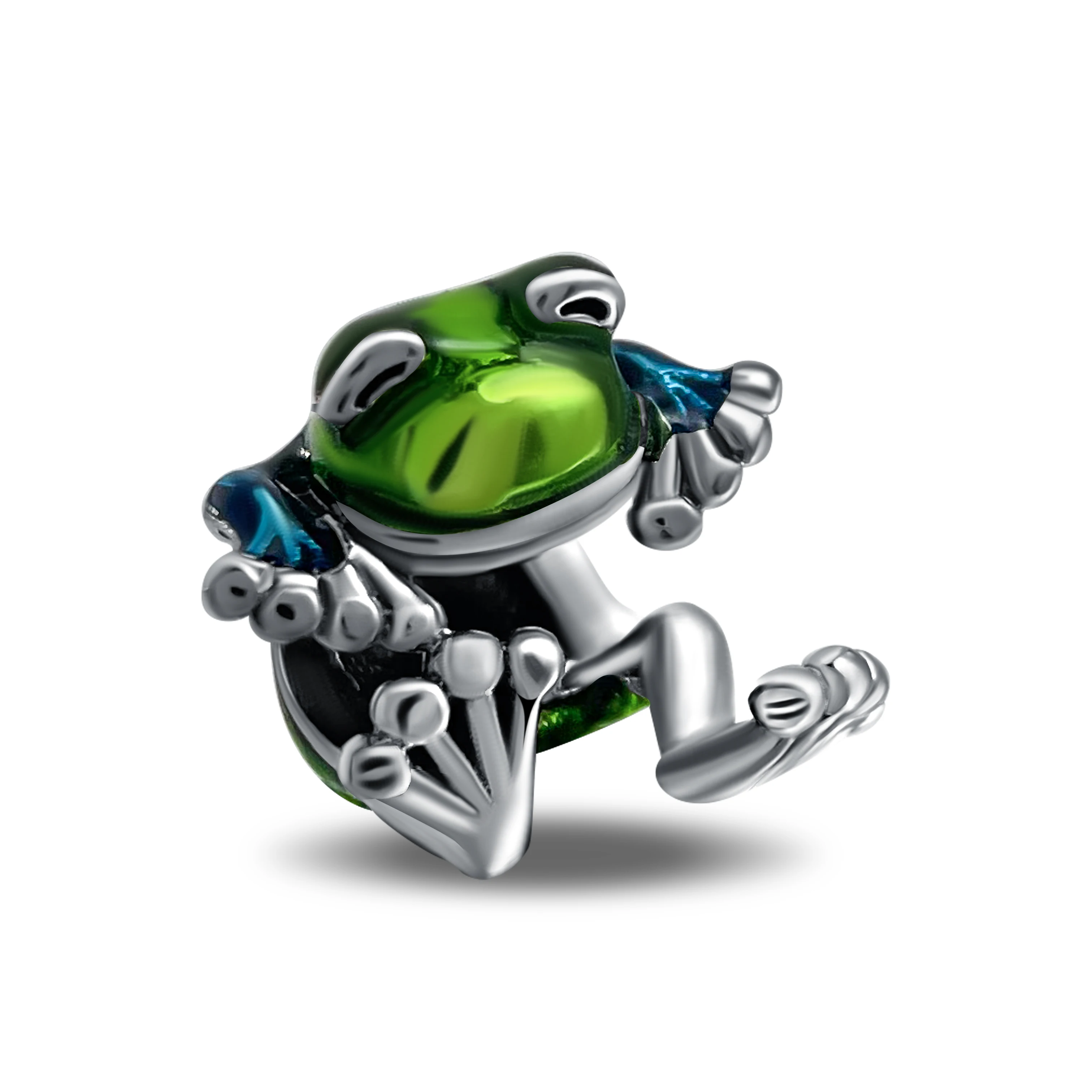 

Vivid 925 Sterling Silver Green Climbing Frog Charm Fit Pandora Bracelet Children's Birthday Party Fashion Jewelry Gift