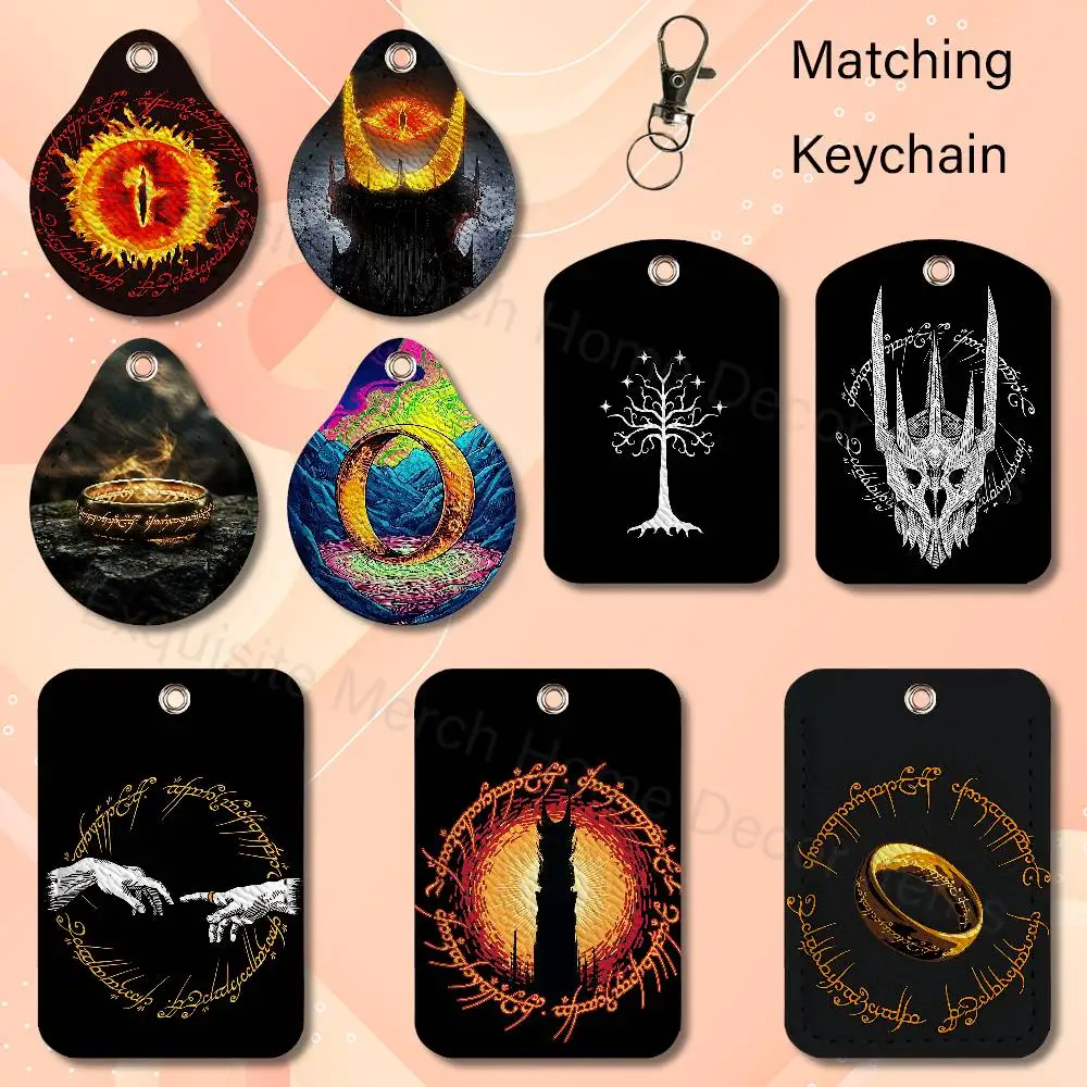 L-Lords of the R-RingES Premium PU Leather Card For Air Tag for Daily Use Holder Card Case with Metal Carabiner