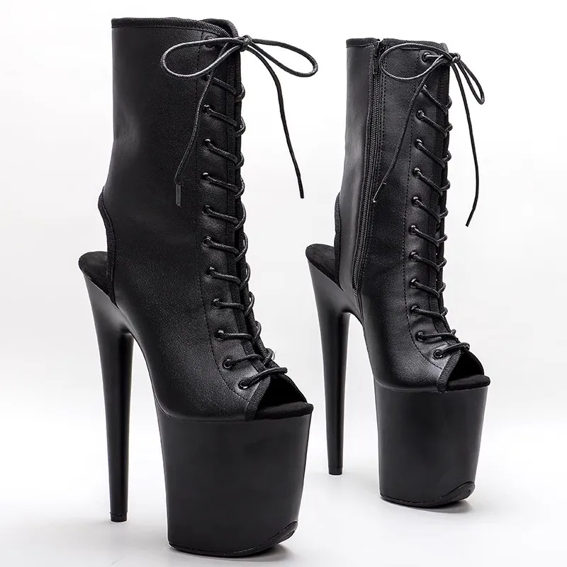 Fashion New Lace Up Sexy Model Shows PU Upper 20CM/8Inch Women's Platform Party High Heels Shoes Pole Dance Boots 364