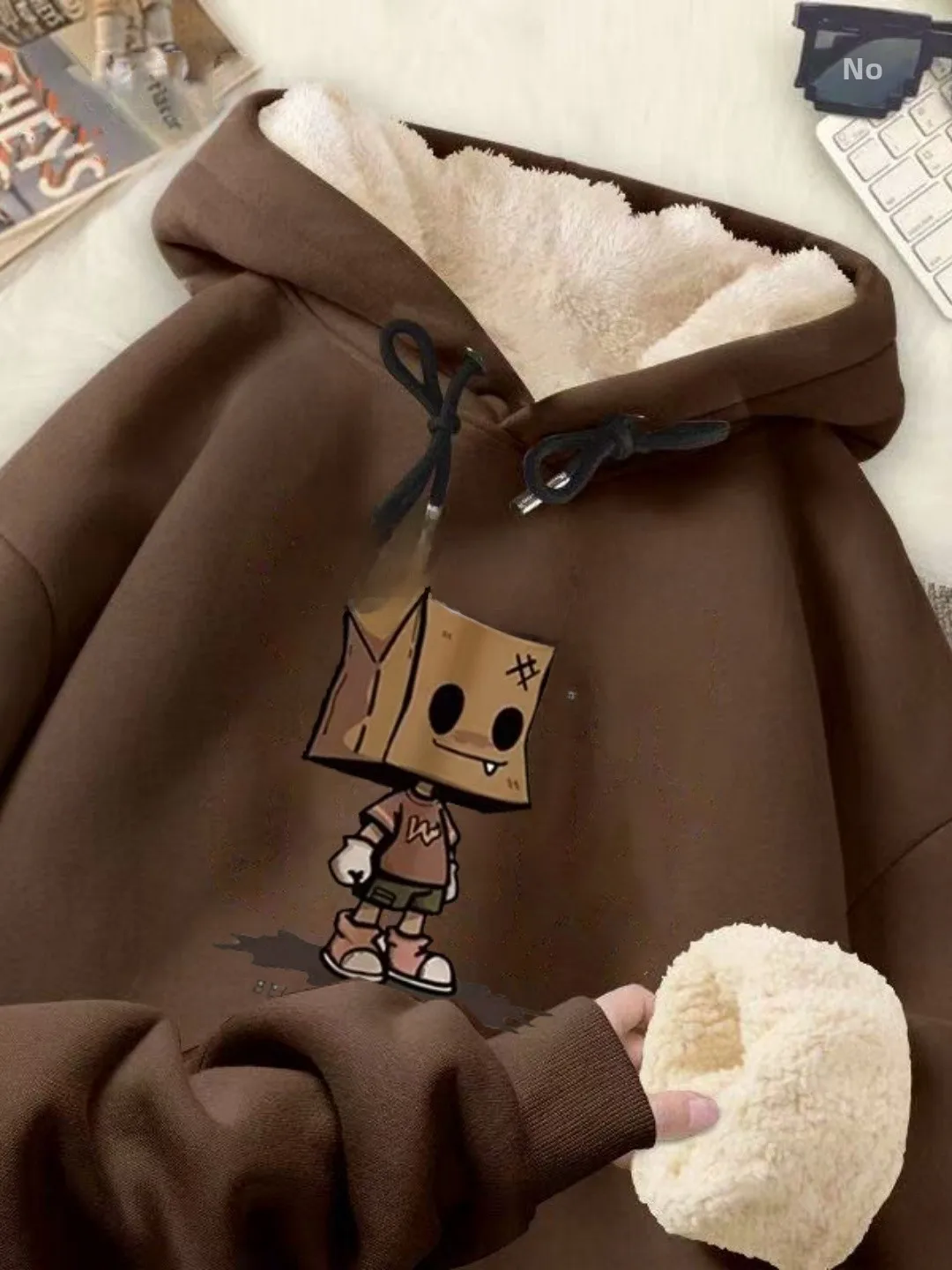 

Мужская очень большая толстовка с капюшоном Thiened Long Sve Fce на подкладке, повседневная верхняя одежда, осень-зима, новинка, теплый комфорт