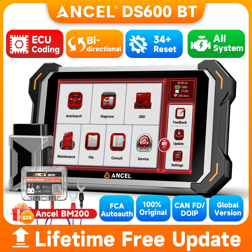 

Диагностический сканер ANCEL DS600 BT OBD2 (версия 2026) для автомобилей: кодирование ЭБУ, активные тесты, CAN FD, DOIP, FCA, SWG. Пожизненная лицензия.