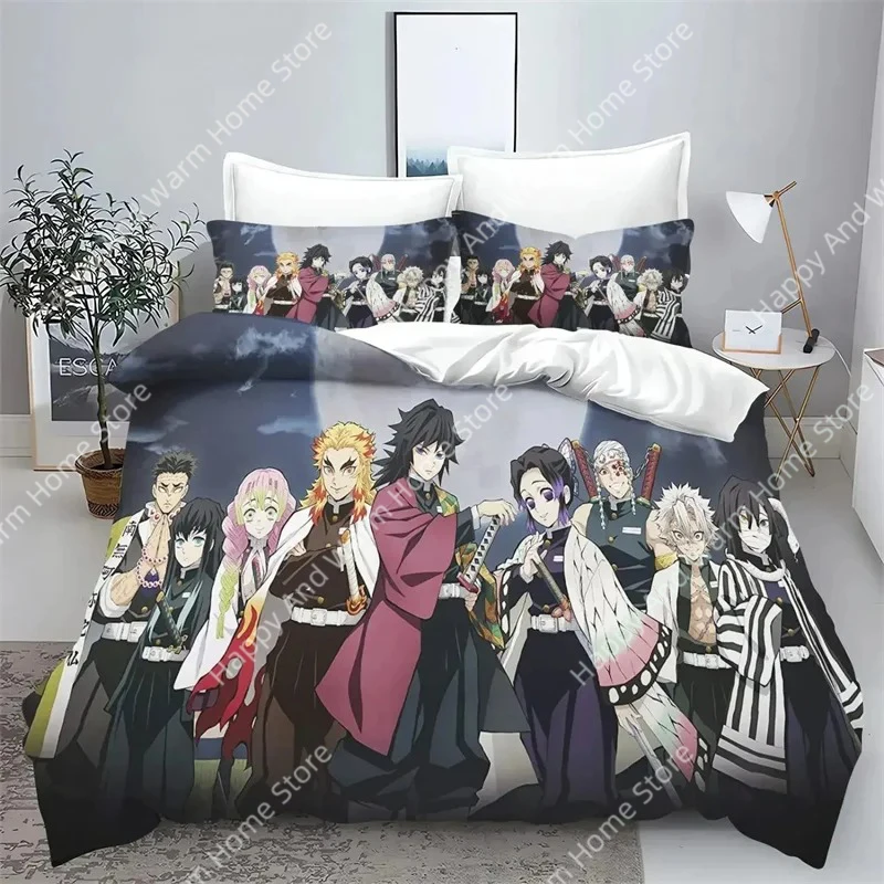 Demon Slayer Kimetsu No Yaiba Kamado Nezuko Anime 100% Polyester Bedding Set Duvet Cover Set Printed Cartoon Home Decor