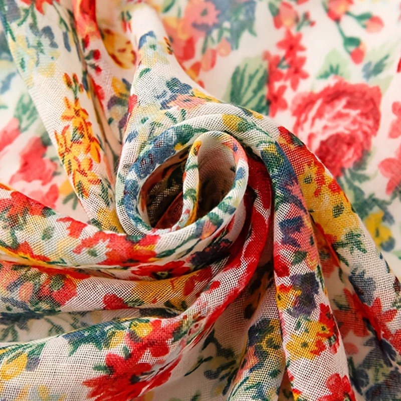 Women Cotton Linen Scarf Floral Print Tassel Shawl Vintage Patchwork Viscose Muffler Fashion Decoration 180*90cm