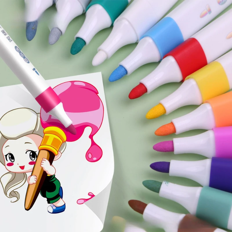 12/18/24/36/48/60 Color Acrylic Marker Set Quick-drying Waterproof and Easy-wiping for Hand-painted Graffiti DIY Decoration