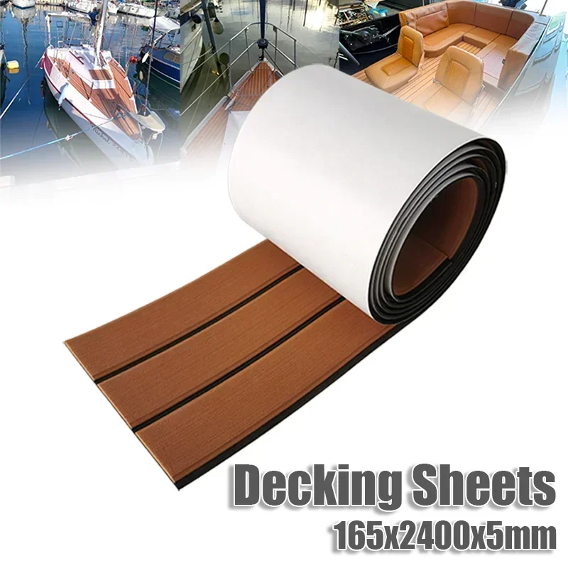 165x2400x5mm EVA Decking Yacht Boat Marine Imitated Teak Deck Flooring Mat Anti Skid Pad EVA Foam Kayak Boat Camping Car