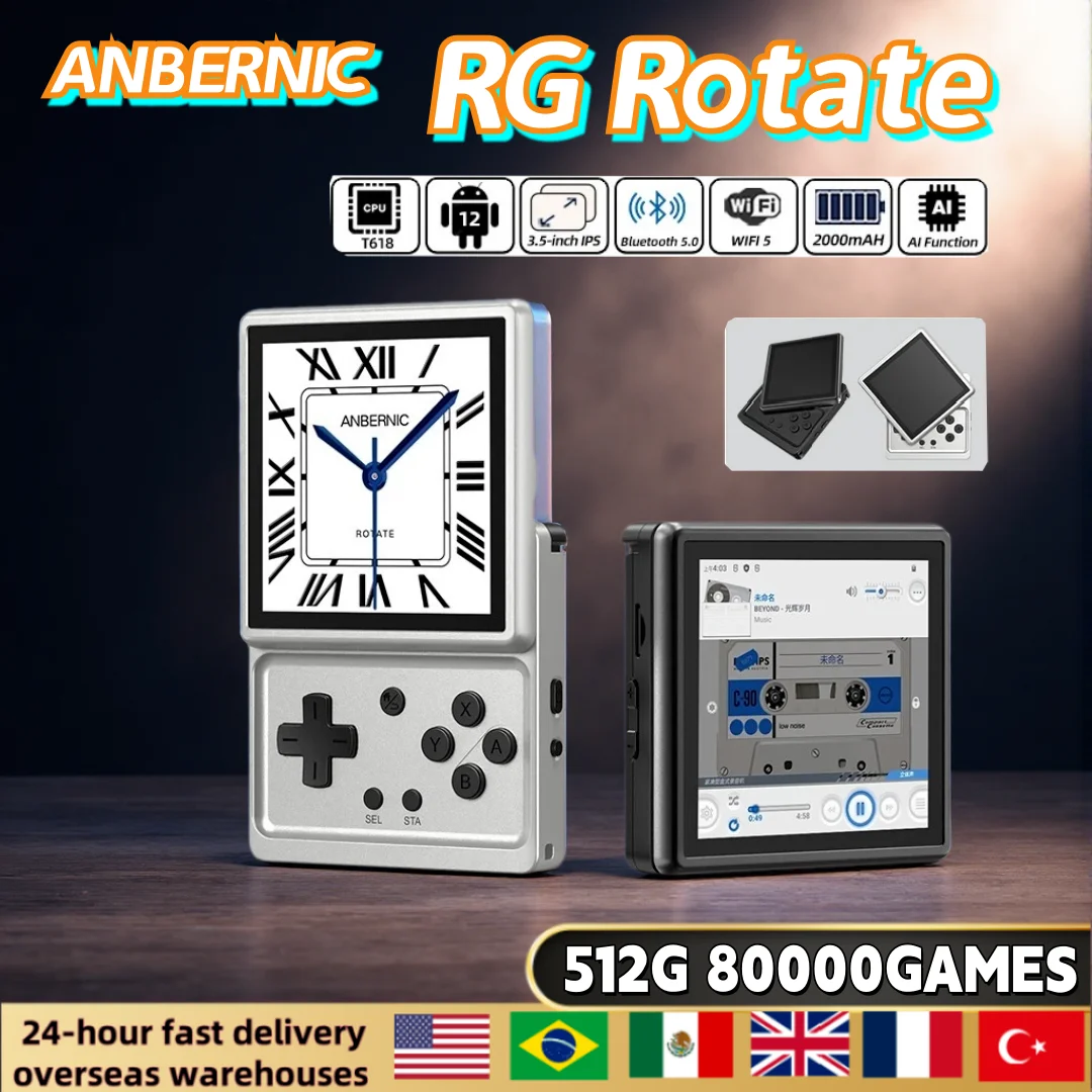 

ANBERNIC RG Rotate Handheld Game Console Android 12 3.5" IPS Rotating Screen Game Emulator 3GB+32GB WiFi Portable Gaming Device