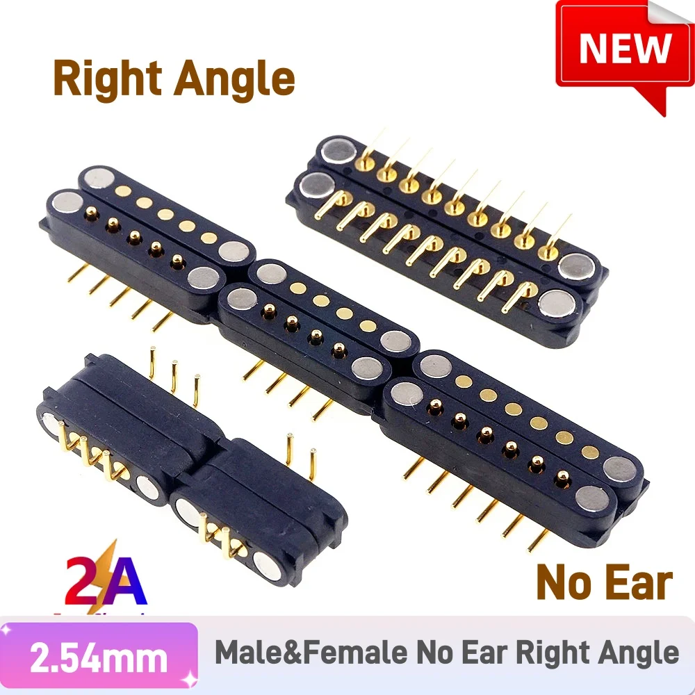 1/3/5 Paar federbelastete männlich weiblich 2,54 mm Rastermaß 2P 3 4 5 6 7 8 9 Pole Durchgangslöcher PCB BTB Stecker 2A DC magnetischer Pogo Pin