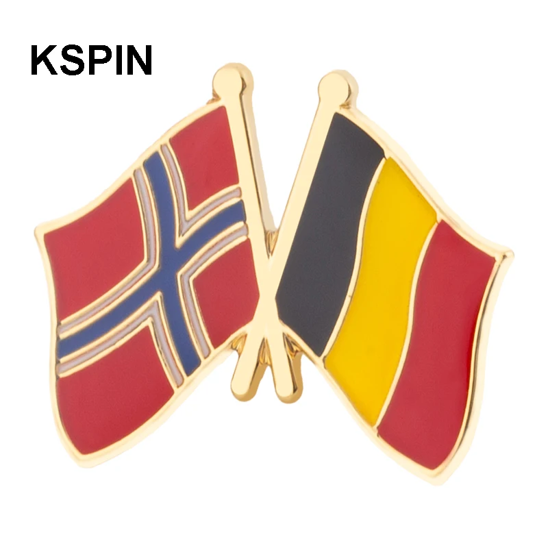 Norway & Belgium Flag Laple Pin Badge Brooch