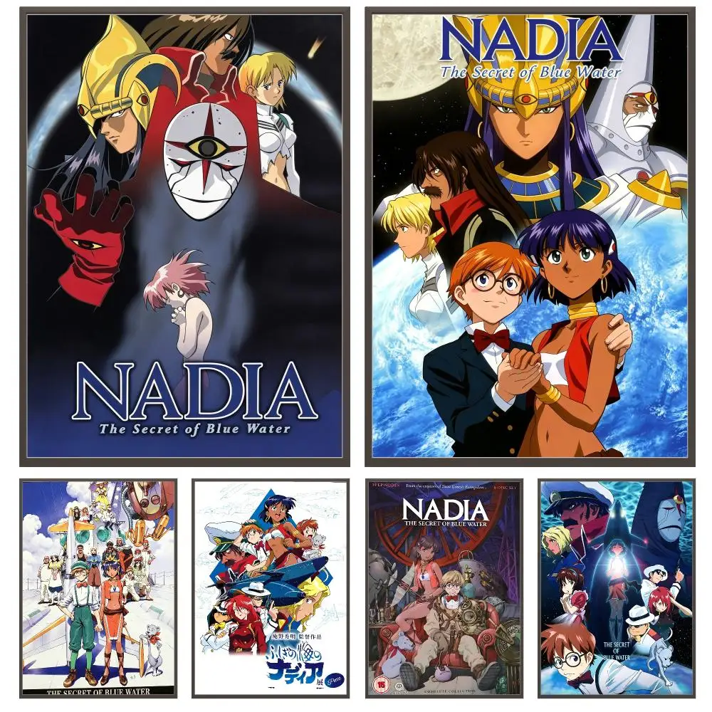 anime Nadia The Secret Of Blue Water Poster Poster HD Waterproof Self Adhesive Wall Art Print Decor for Bedroom Living Room Gift