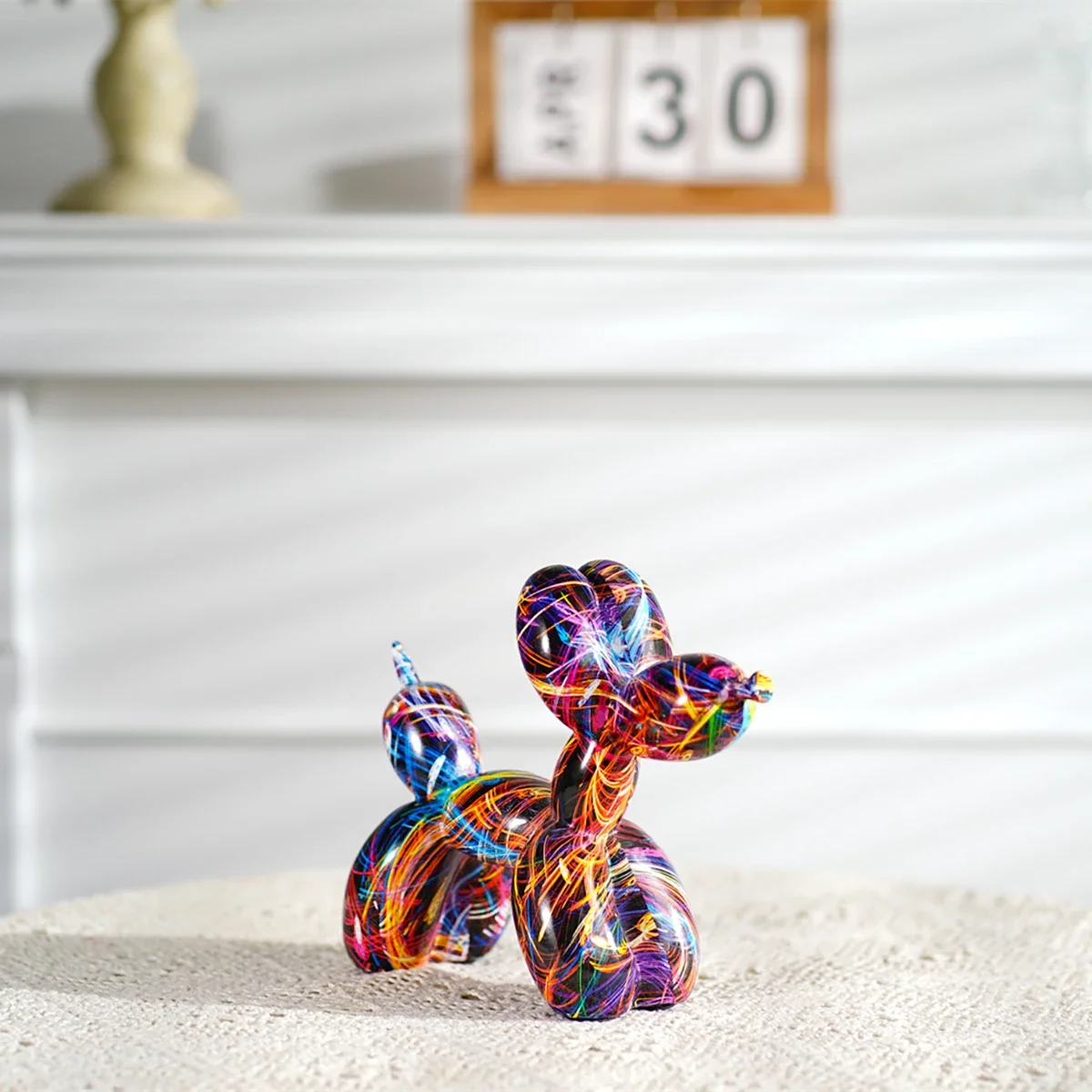 Resin Graffiti Balloon Dog Figurines for Interior Home Desktop Decoration Painting Colorful Art Animals Statue Crafts Decor Item