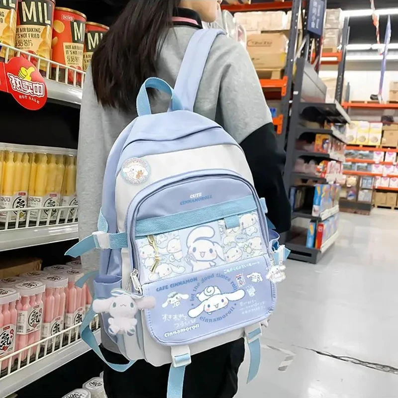 Anime Sanrio Plush Toy Cinnamoroll Backpack Children Girl Boy Black Blue Schoolbag Kawaii Student School Bag Computer Large Gift