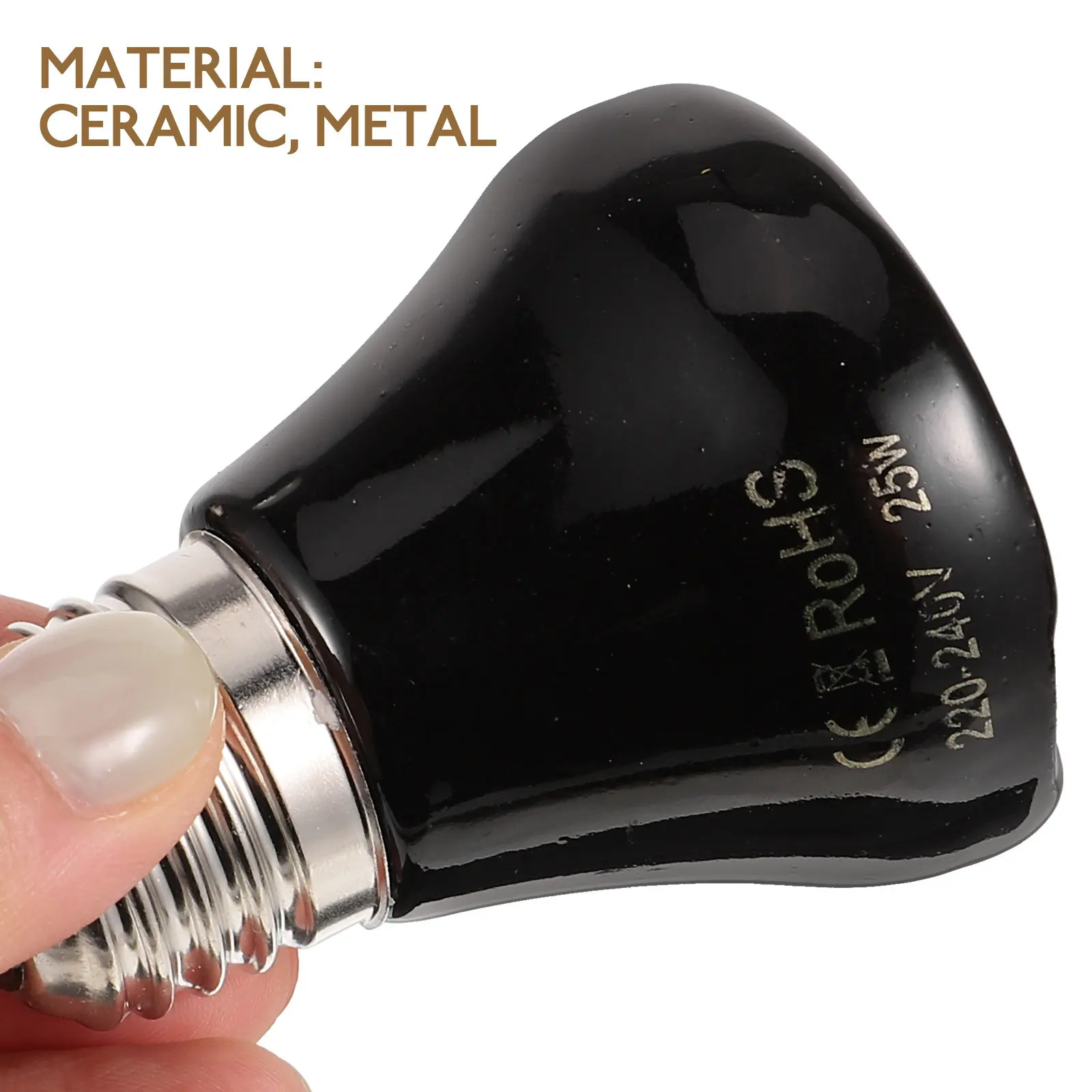 25W Reptile Heating Bulb Ceramic Metal Construction for Terrariums Basking Heat Lamp Bulb Animal Heating Light Reptile Heat