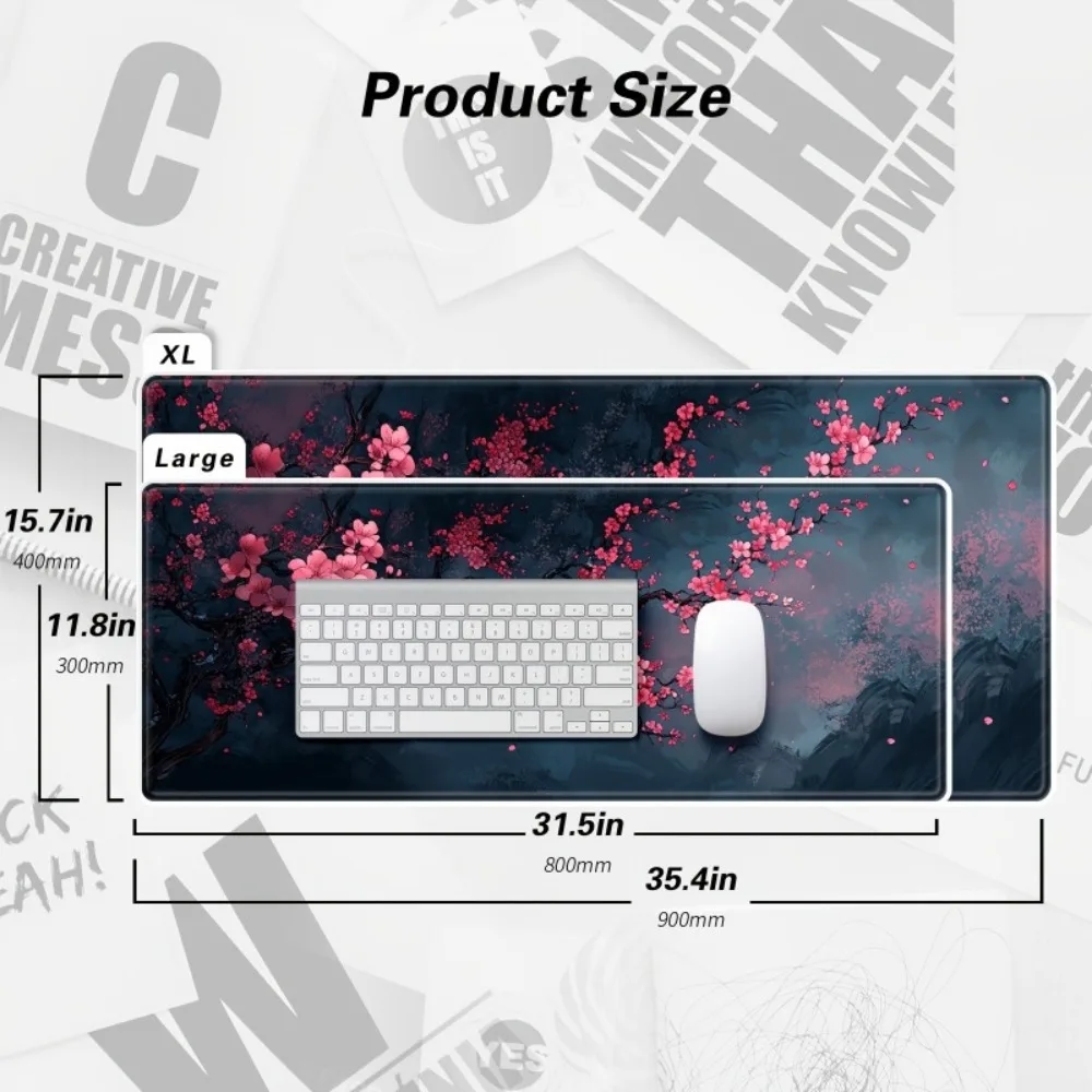 CIFbuy Large Sakura Gaming Mouse Pad Washable Rubber Desk Mat Non-Slip Base Japanese Office Computer Keyboard Extended Pad