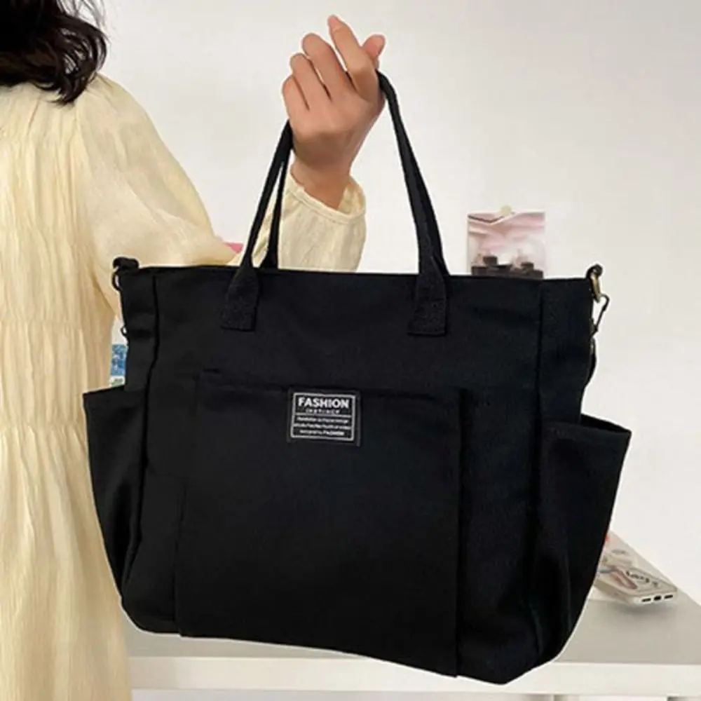 Сплошной цвет, большая вместительная холщовая сумка, портативная простая сумка для покупок, повседневная сумка, парусиновая сумка на плечо, дорожная сумка