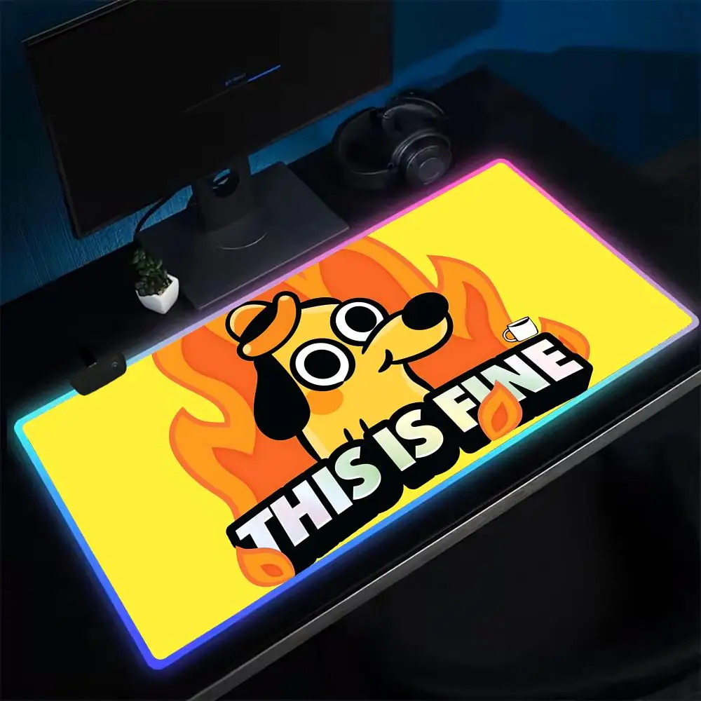 

This is Fine Dog Коврик для мыши Аниме Игровой коврик для мыши Светодиодные настольные коврики Резиновые настольные коврики с подсветкой XXL RGB Настольные коврики