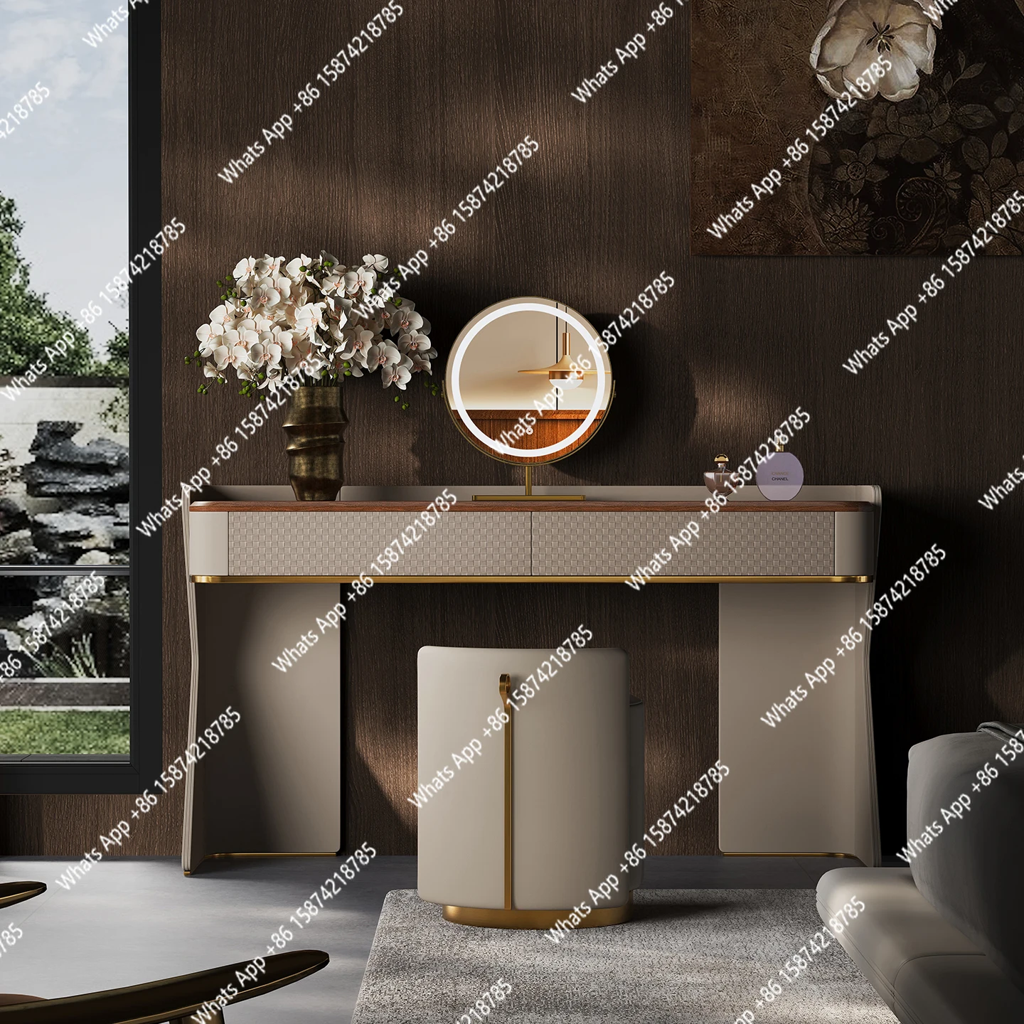 

Light luxury dresser bedroom designer new Italian minimalist walnut solid wood high-end dresser