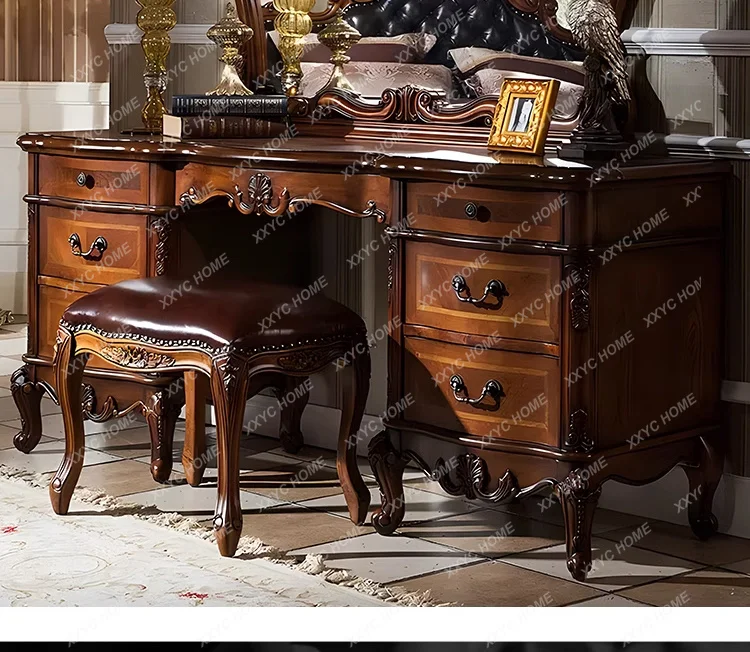 solid wood dresser luxury retro makeup table bedroom high-end makeup table villa luxury furniture customization