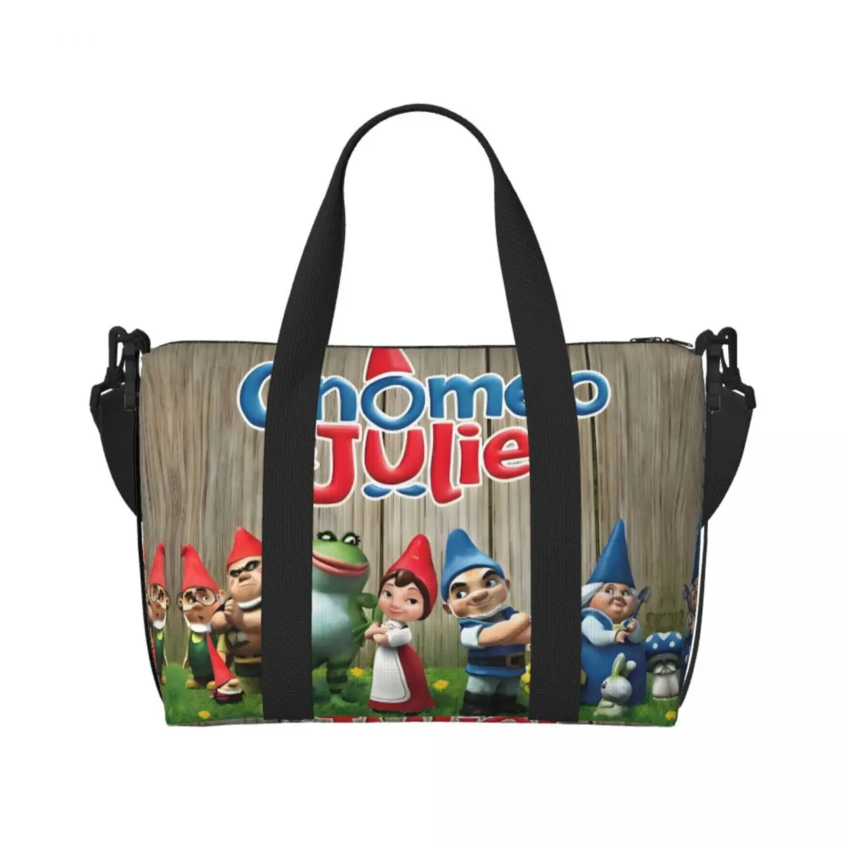 حقيبة حمل الشاطئ Gnomeo Juliet Anime للنساء كبيرة جدًا في صالة الألعاب الرياضية تحمل على الرسوم المتحركة Kawaii Romantic Comedy Film حقائب تسوق للسفر