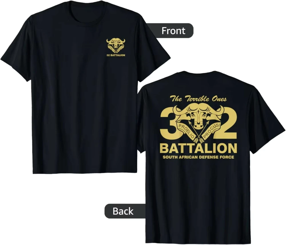 New South African Army 32nd Battalion Buffalo T-shirt Casual Shirt Y2K Style  Streetwear Pure Cotton Shirt  graphic t shirts