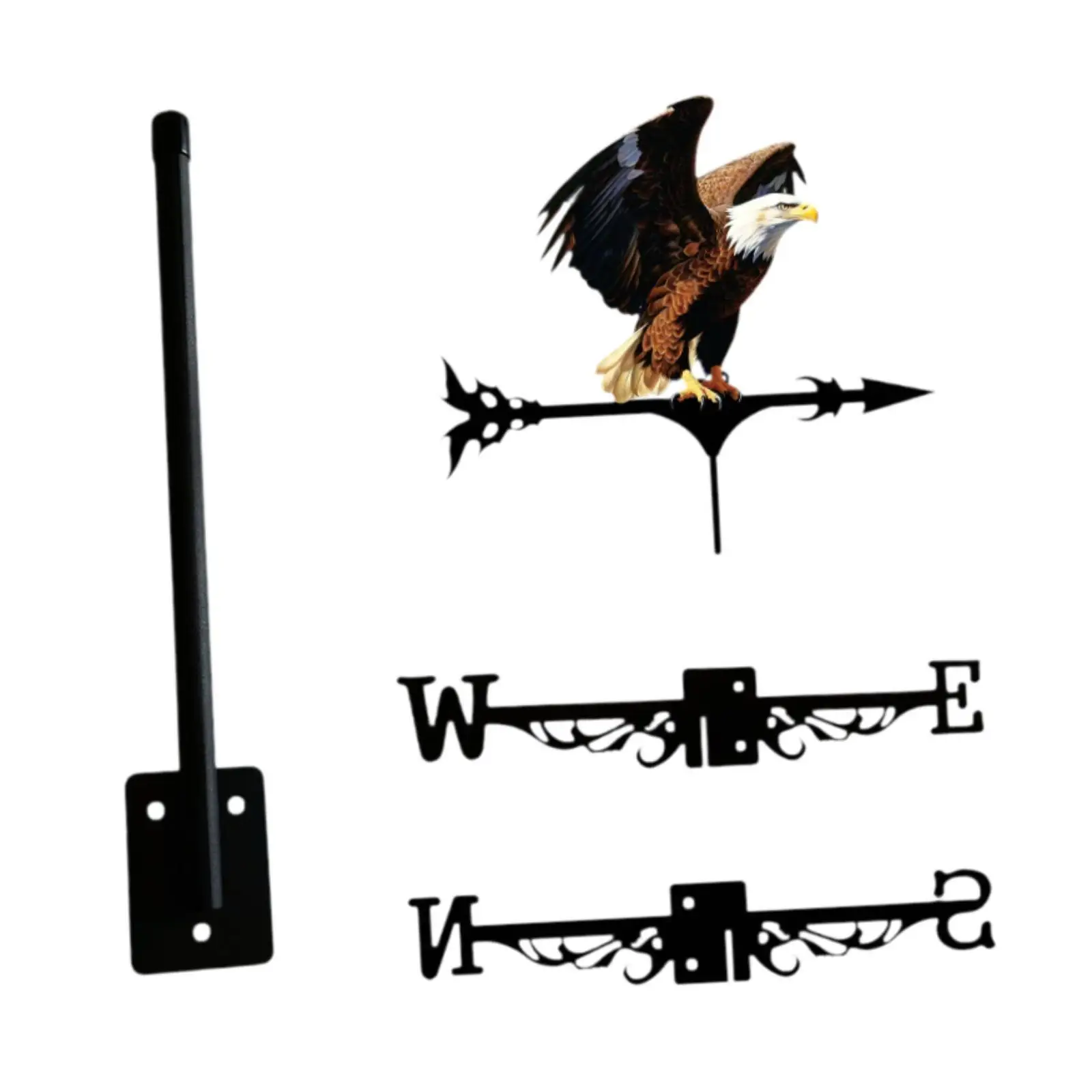 Eagle Weathervane Iron Art Ornament Decorative Easy to Assemble Wind Direction Indicator for Cottage Fence Roof Outside Decor
