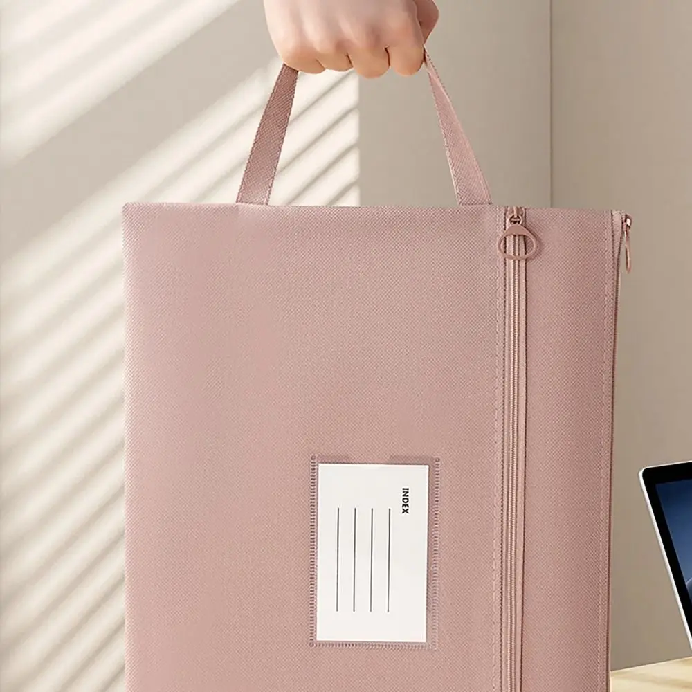 Portable Waterproof File Organizer Double Layers Large Capacity File Holder Oxford Cloth Document Bag for Office Supplies