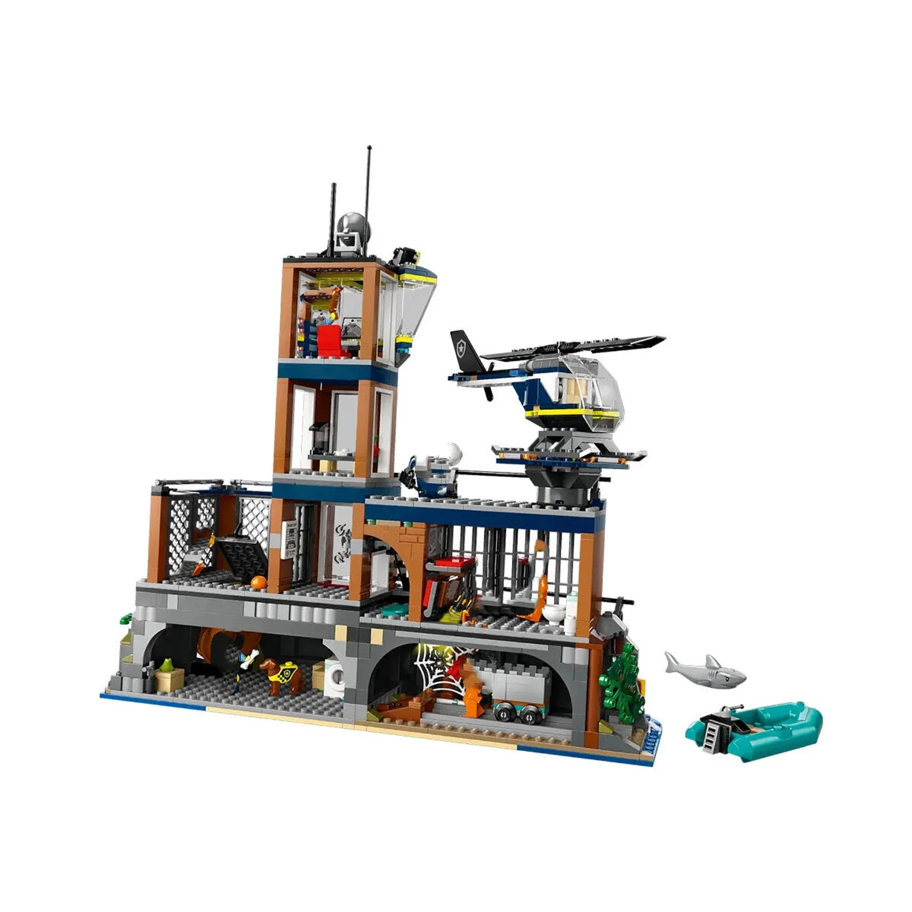 2025 City Series 60419 Sea Prison Island Police Blocks with Speedboat, MOC Toy Gift for Kids Boys Girls Age 6-12