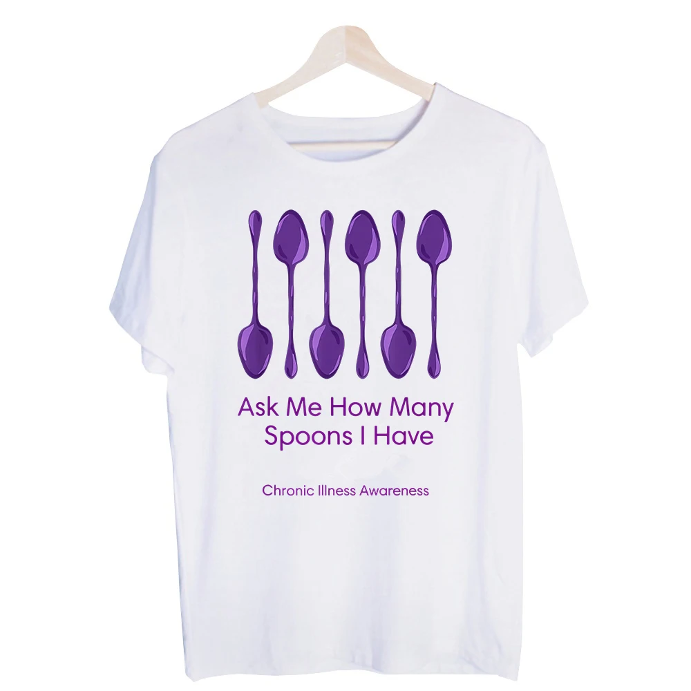 Men's Spoon Graphic Tee, Chronic Illness Awareness Statement T-Shirt for Casual Daily Wear