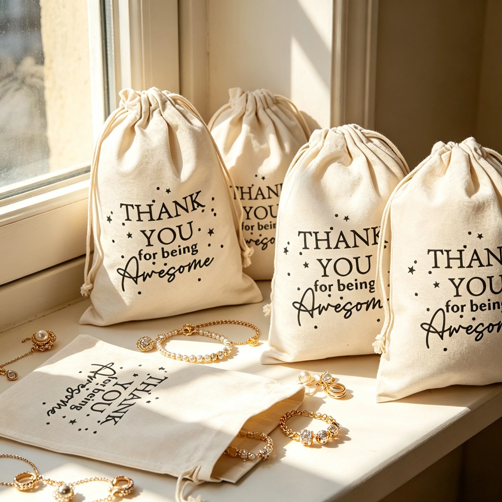 5pcs Inspirational Drawstring Gift Bags -Motivational Appreciation Pouches with Uplifting Quotes for Jewelry Storage,Candy Bag