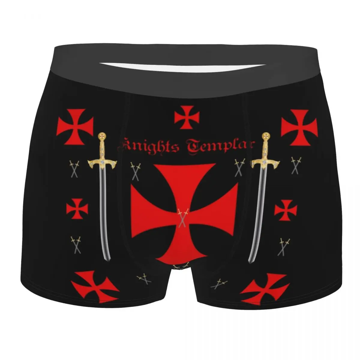 Custom Sexy Knights Templar Cross Shield Symbol Boxers Shorts Underpants Men's Comfortable Briefs Underwear