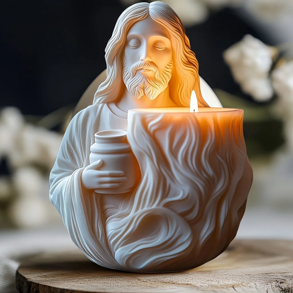 New Jesus Flower pot succulents Resin Silicone Mold God Jesus Goddess Mary Candle Cup Storage Box Gypsum Mould candle holder