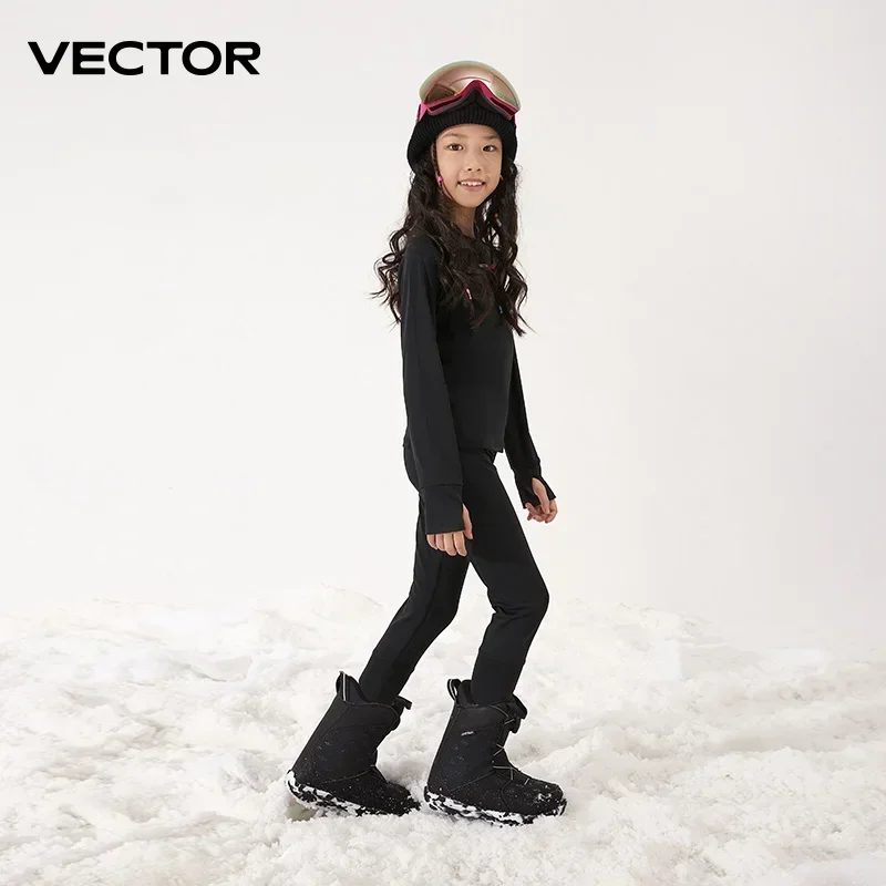 VECTOR Kinder Ultra Soft Winter Quick Dry Base Layering Set Mikrofaser Fleece Thermounterwäsche Lange Unterhosen Set Kleidung