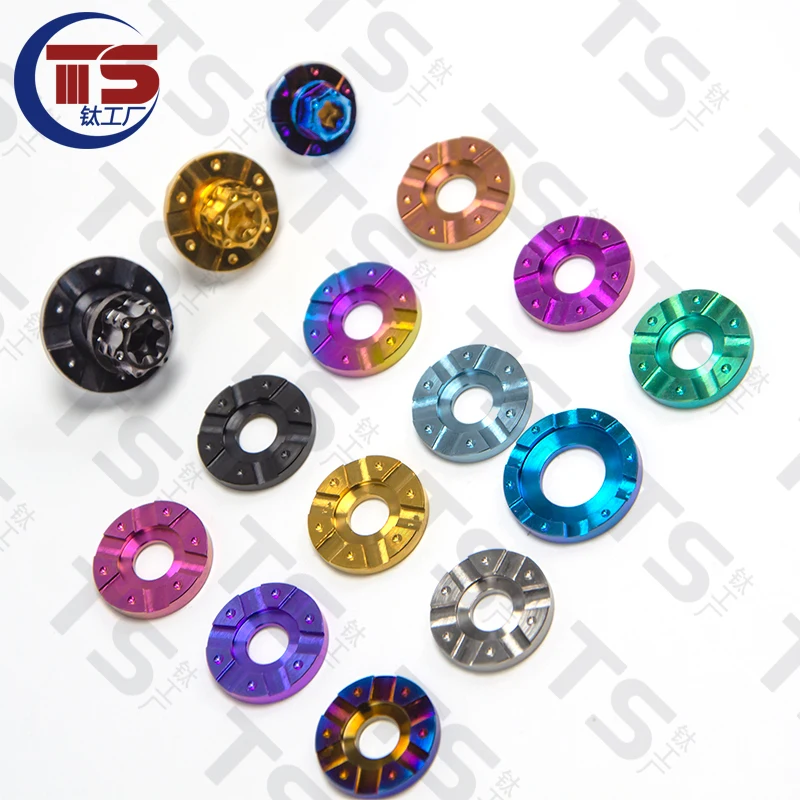 TS 10pcsTitanium Factory Titanium Alloy Gasket M4/M5/M6/M8 No rust, corrosion resistance, high hardness