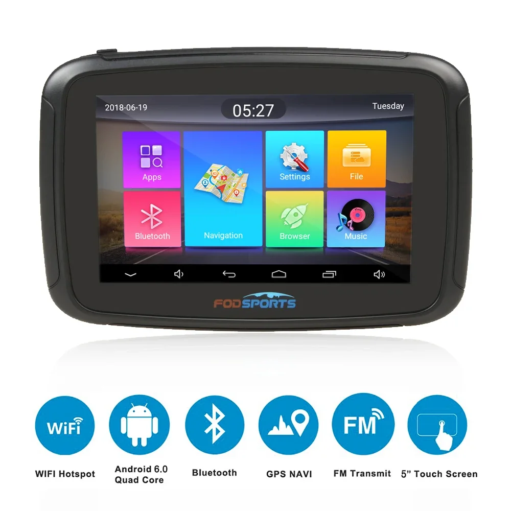 High qualityFODSPORTS 5 Inch 16G Car Gps Navigation Waterproof Motorcycle GPS Navigator