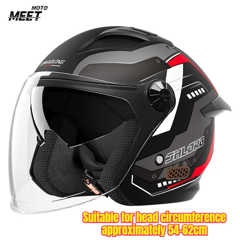 3/4 Open Face Motorcycle Helmet - Lightweight ABS Shell, Dual Visor (Inner & Outer), Stylish & Minimalist Design for Men & Women