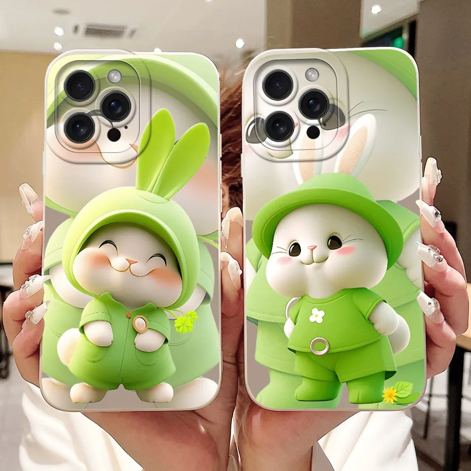 آيفون 15 برو ماكس 15 برو لطيف أرنب القط الكرتون جراب هاتف آيفون 15 برو 15ProMax للصدمات لينة سيليكون حالات مصدات #3