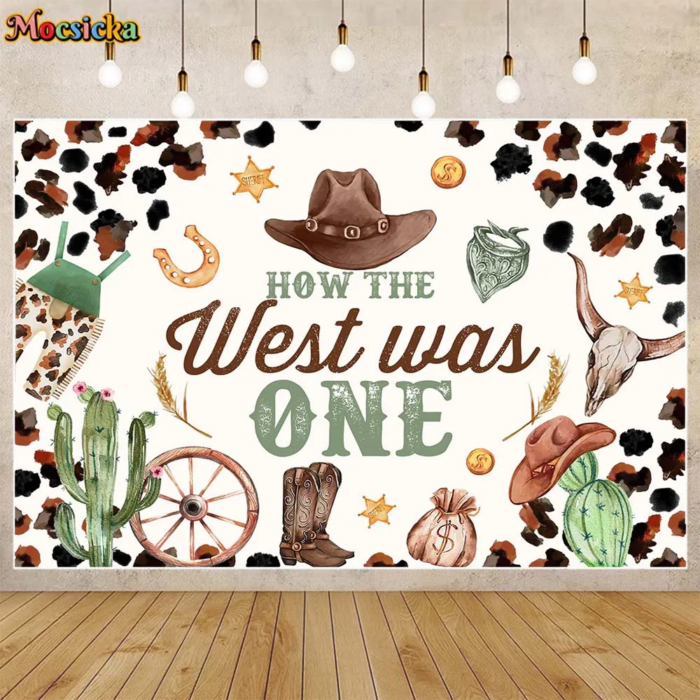 

Mocsicka Western Cowboy Birthday Backdrop Boy 1st Birthday Party Decor How The West Was One Photo Background Banner Studio Props