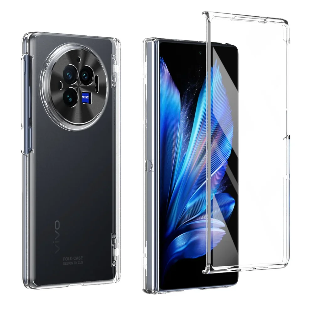 Fashion Solid Color Phone Case for VIVO X Fold 3 Pro Hinge Protection PC Hard Shell Front Protective Film Fold3 Cover