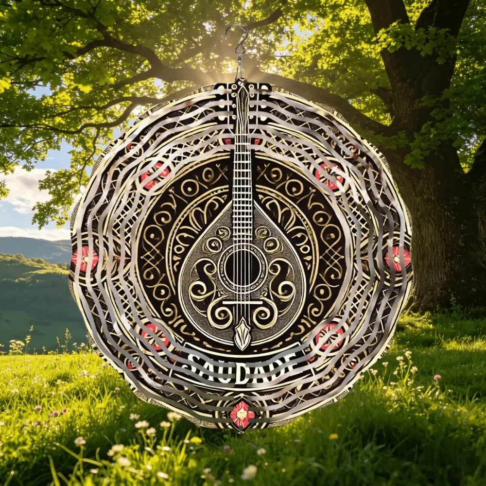 CIFBUY 3D Metal Wind Spinner Kaleidoscope Pattern 360 Degree Rotating Hook Garden Patio Yard Outdoor Decor