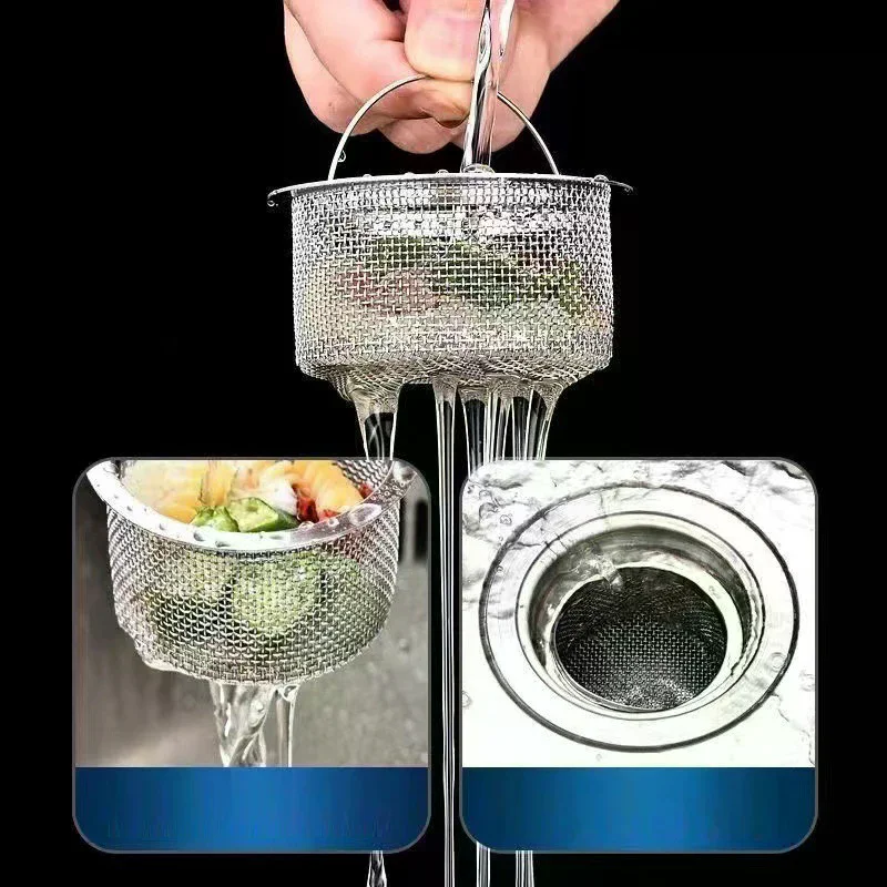 

Stainless Steel Kitchen Sink Strainer Thickened Anti Clog Drain Filter Universal Leak Proof Mesh For Sink Basket Debris Catcher