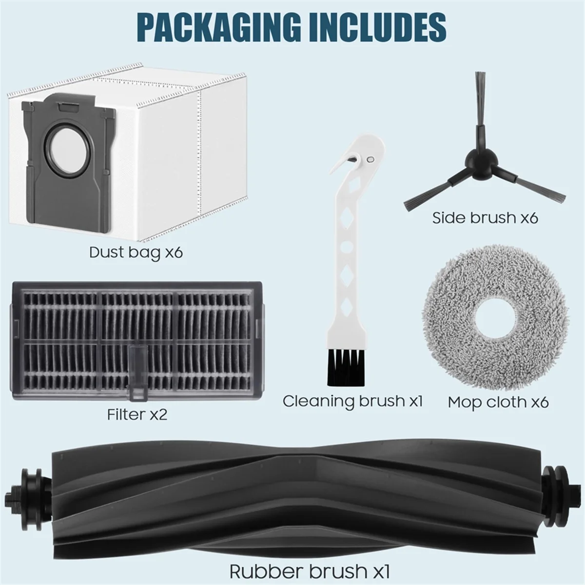 FZFZ อุปกรณ์เสริมสําหรับ L10s Pro Ultra Heat / X30 Ultra เครื่องดูดฝุ่นหุ่นยนต์, แปรงหลัก, ถุงเก็บฝุ่น, ผ้าเช็ดทําความสะอาด, ตัวกรอง