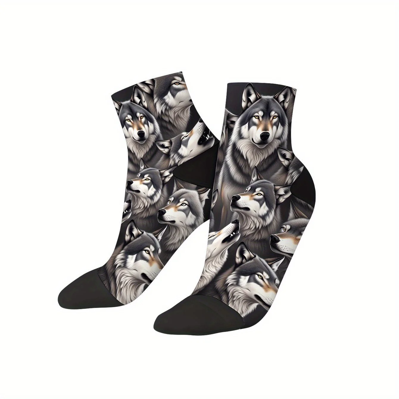 High-Quality 3D Print Ankle Socks for Men Featuring a Fun And Cute Wolf pc Design These Summer Sports Short Socks