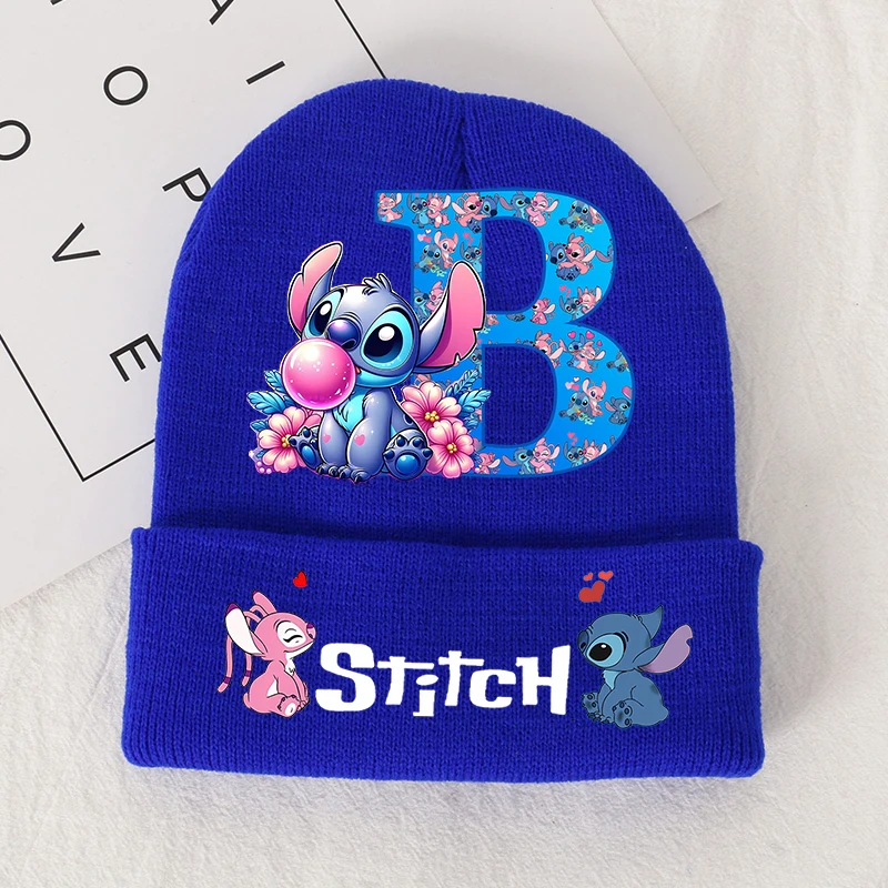 Stitch Disney Boys Girls Knitted Hats Children Headgear Cotton Winter Cute Letter Woolen Cap Student Cartoon Anime Kids Gifts