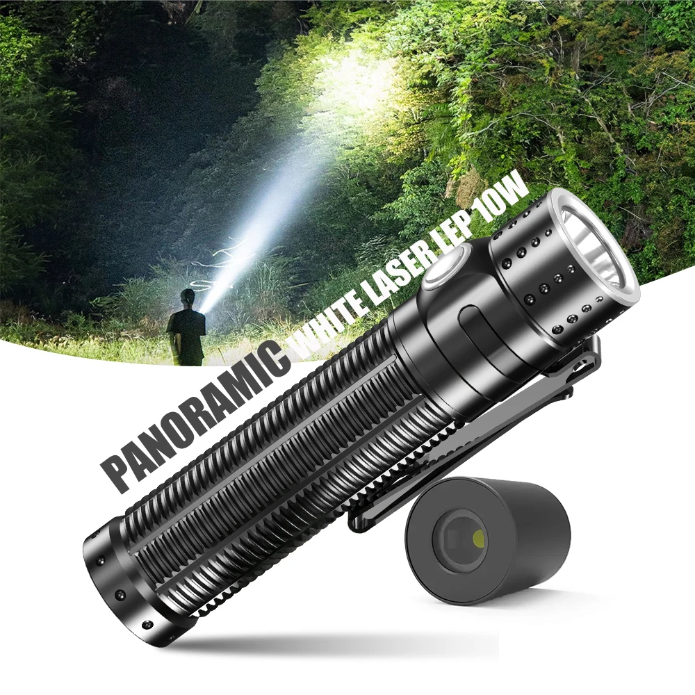 10W Super Bright Waterproof IP67 Tactical Aluminum Long Ranger Rechargeable Laser Flashlight Torches LEP