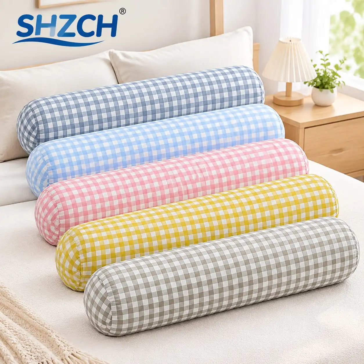 Memory Foam Cylindrical Pillow Round Head Slow Rebound Soft for Neck Lumbar Leg Support Adults Kids Pregnant Removable Cover