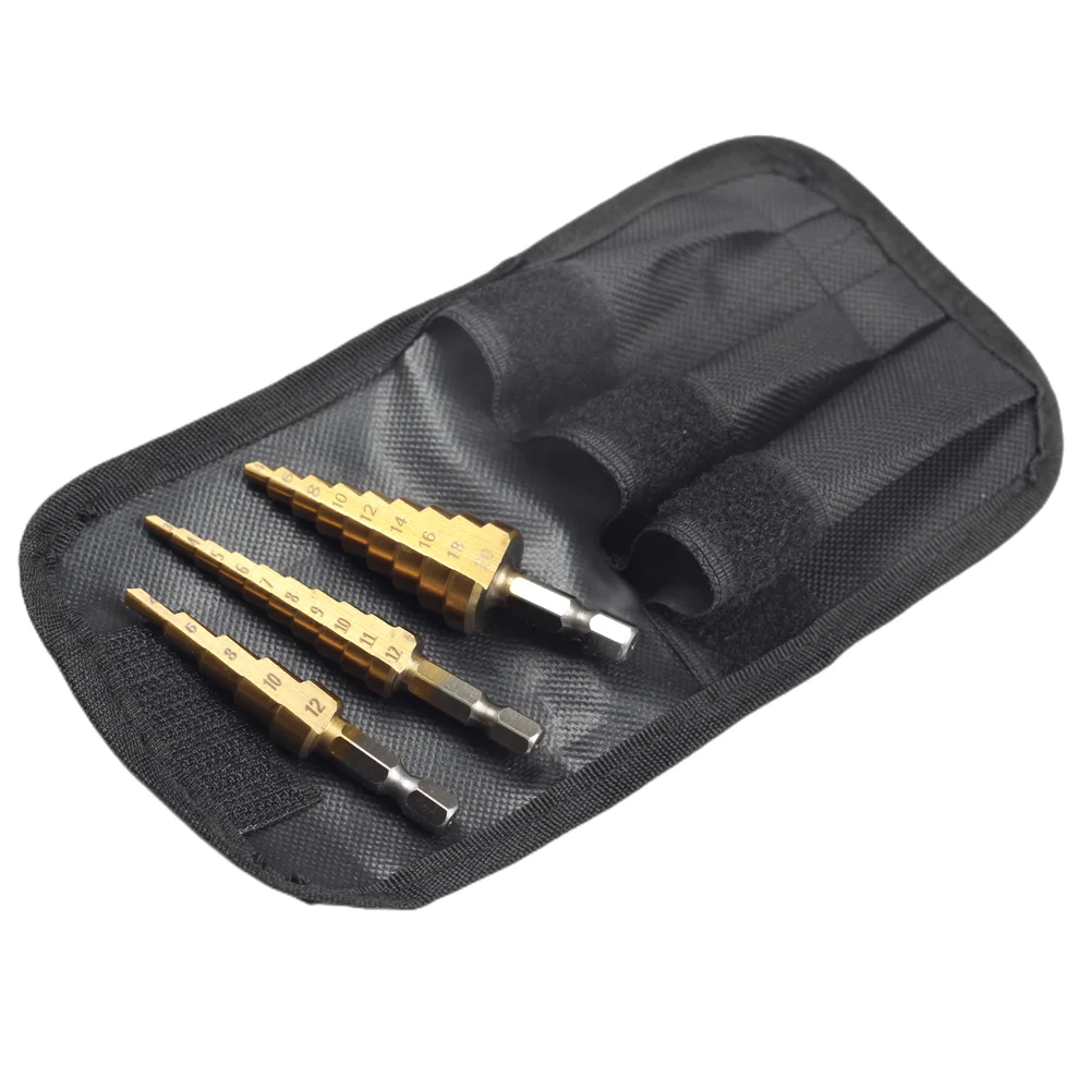 3-12mm 4-12mm 4-20mm HSS Straight Groove Step Drill Bit Set Titanium Coated Wood Metal Hole Cutter Core Drill Bit Set