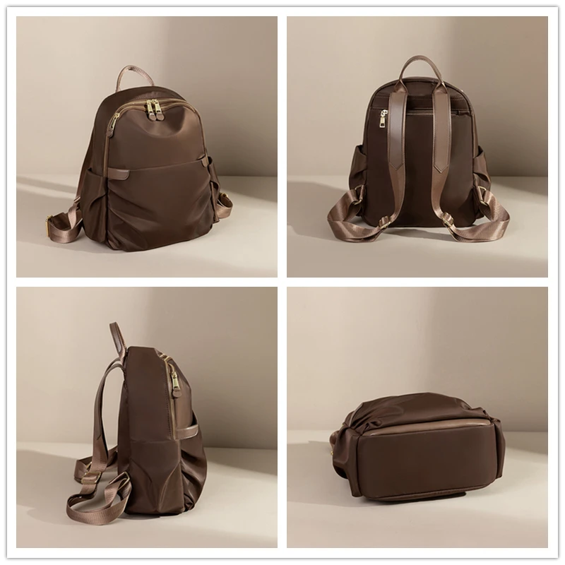 Mochila antirrobo de lona resistente al desgaste para mujer, bolso trasero femenino, bolsos estéticos de tendencia informal, Color café, resistente